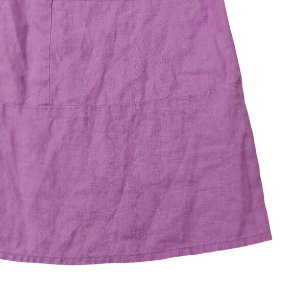 J Jill Love Linen Dress Womens Large Lilac Short Sleeve V-Neck Beach Coastal - Picture 7 of 11